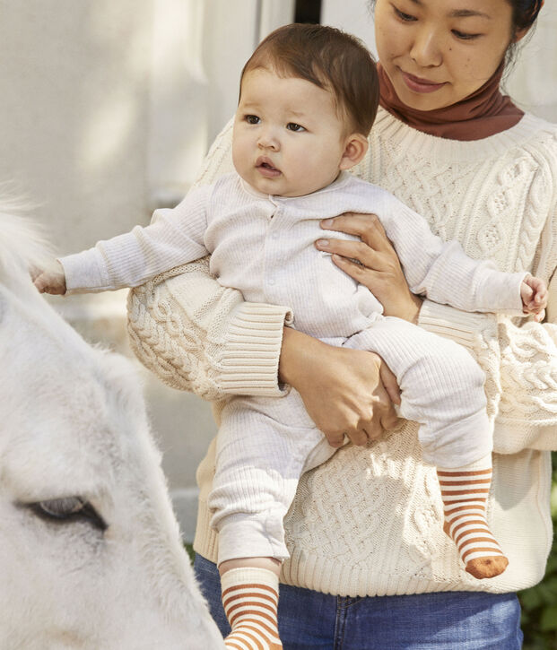 Tutina lunga beb&egrave; in maglia a costine MONTELIMAR CHINE