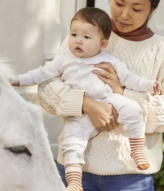 Tutina lunga bebè in maglia a costine beige MONTELIMAR CHINE