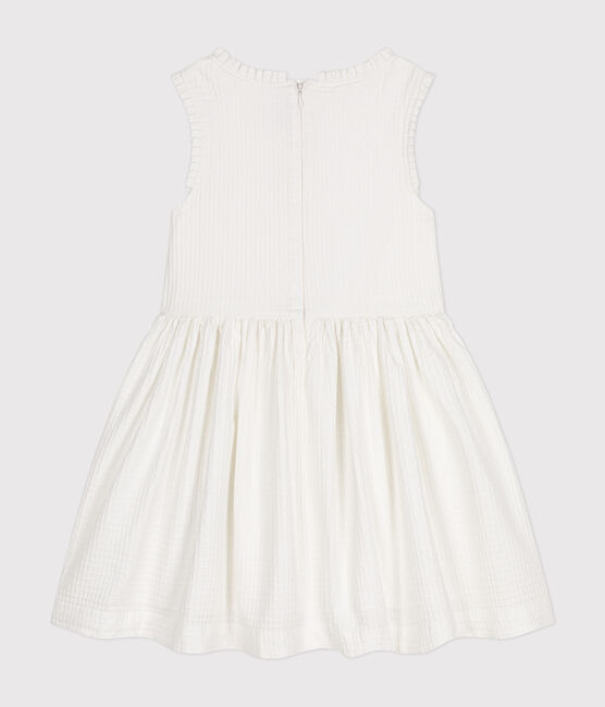 Abito smanicato in cotone operato bambina bianco MARSHMALLOW