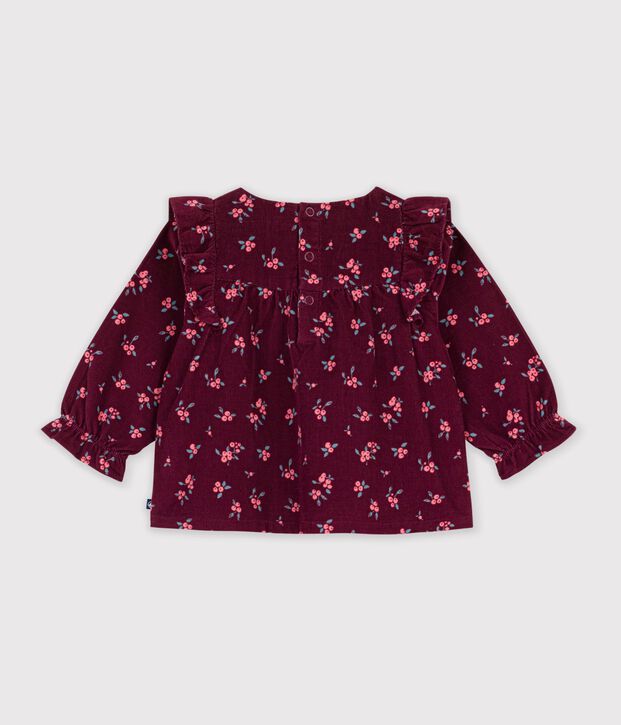Blusa a maniche lunghe in velluto con stampa a fiori neonata rosso/multicolore