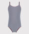 Costume da bagno intero a righe bambina blu MEDIEVAL/bianco MARSHMALLOW