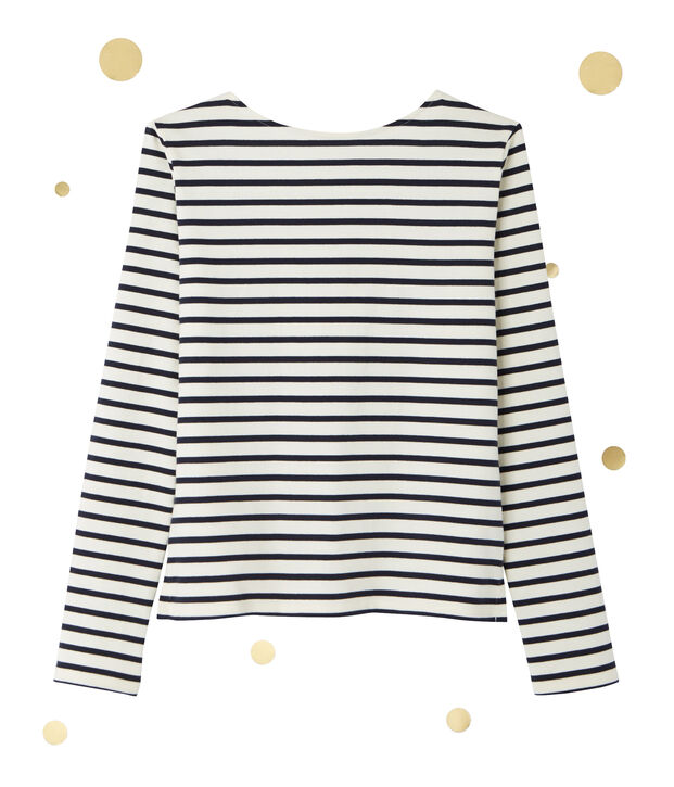 Marini&egrave;re femme d&eacute;collet&eacute;e dans le dos. Petit bateau x Marie-Agn&egrave;s Gillot bianco/blu