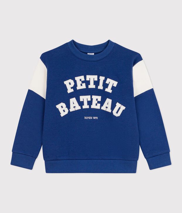 Felpa in cotone bambino blu/ecru