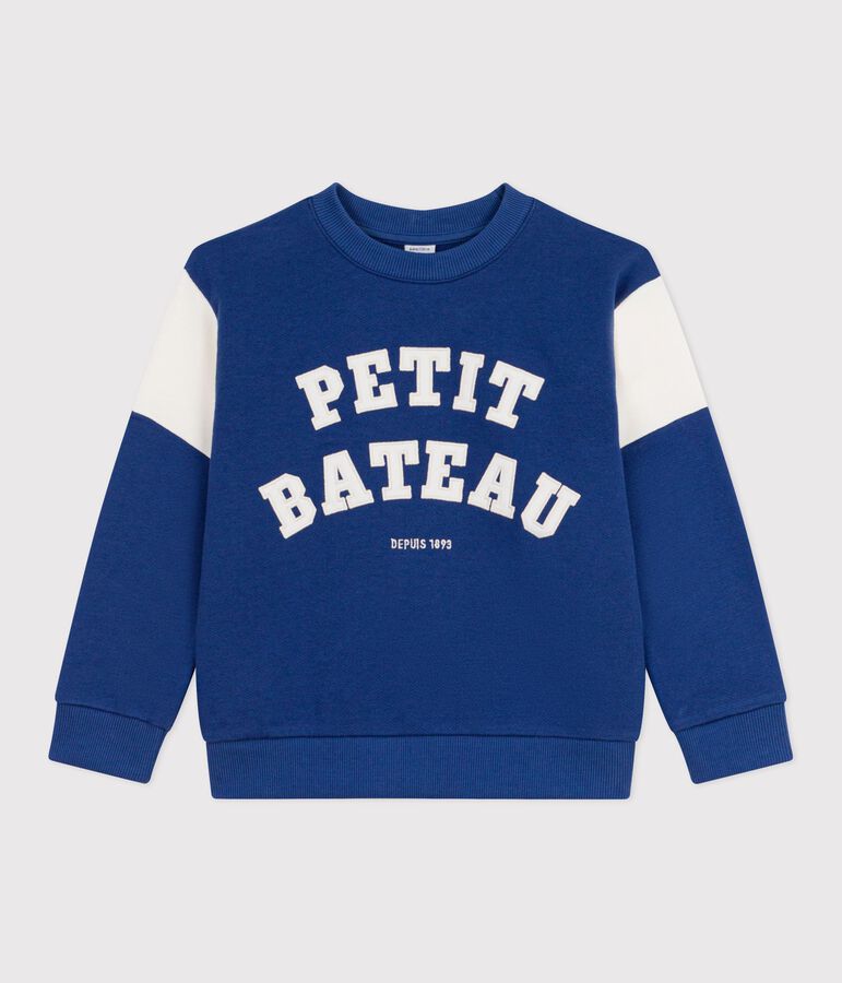 Felpa in cotone bambino blu/ecru