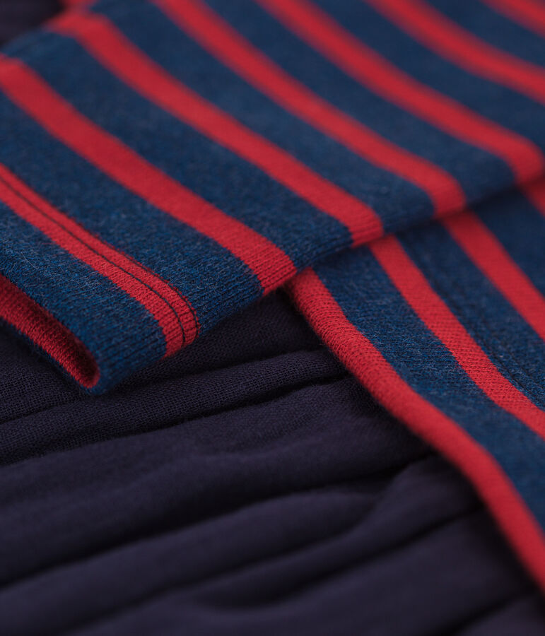 Abito a righe in cotone spesso e garza di cotone bambina blu/rosso