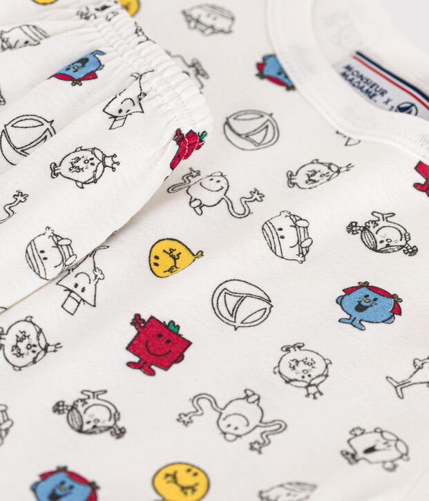 Pigiama corto Monsieur Madame in cotone bambino bianco/multicolore