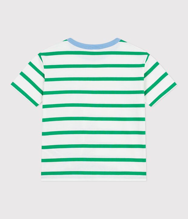 T-shirt a maniche corte in cotone a righe bambino bianco/verde