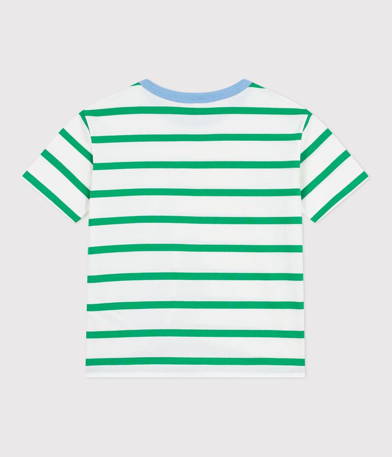 T-shirt a maniche corte in cotone a righe bambino bianco/verde