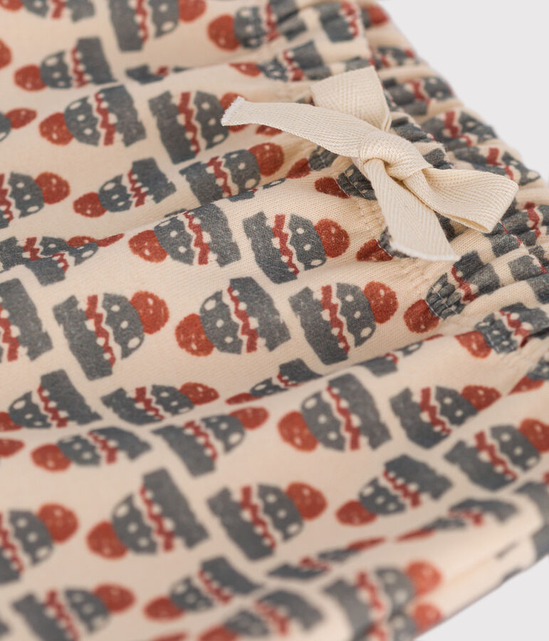 Pantaloni in jersey spesso con stampa per beb&egrave; ecru/multicolore