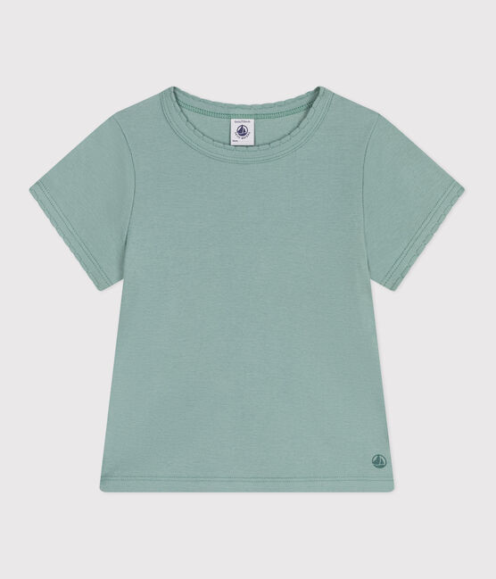 T-shirt a maniche corte in cotone tinta unita bambina verde PAUL