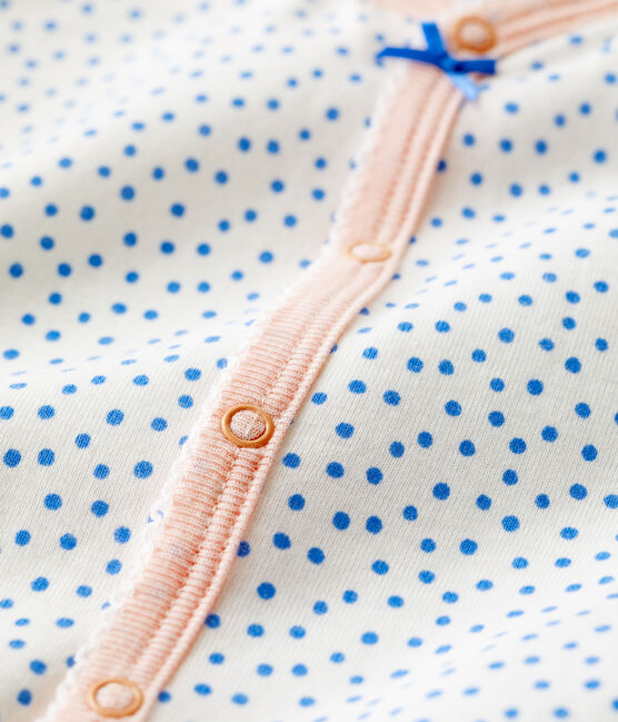 Tutina corta fantasia pois bebè in cotone biologico bianco MARSHMALLOW/blu BRASIER