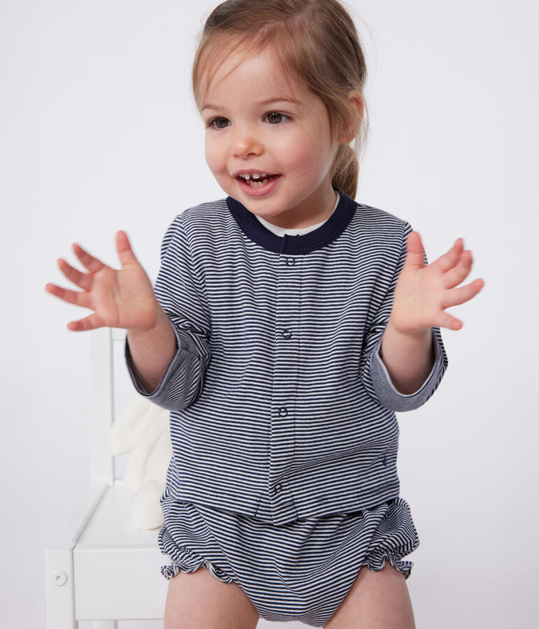 Cardigan in tubique a righe per beb&egrave; blu/bianco