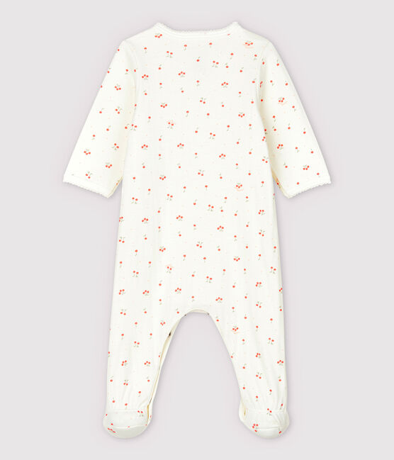 Body-pigiama ciliegie bebè in tubique in cotone biologico bianco MARSHMALLOW/bianco MULTICO