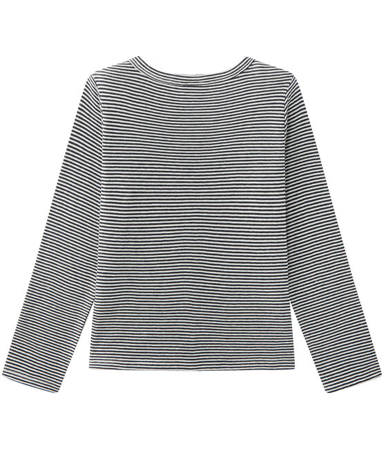 Cardigan per bambina millerighe in tubique blu SMOKING/beige COQUILLE