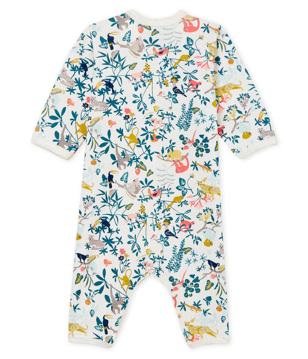 Tutina beb&eacute; femmina a costine bianco/multicolore