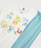 Pigiama fiori primaverili bambina in cotone blu TIKI/bianco MARSHMALLOW