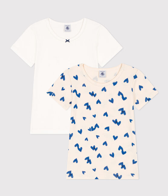 Confezione da 2 t-shirt a maniche corte bambina in cotone motivo cuore variante 1