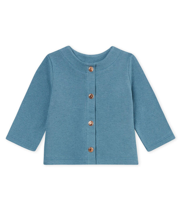 Cardigan bambina in cotone/lino blu