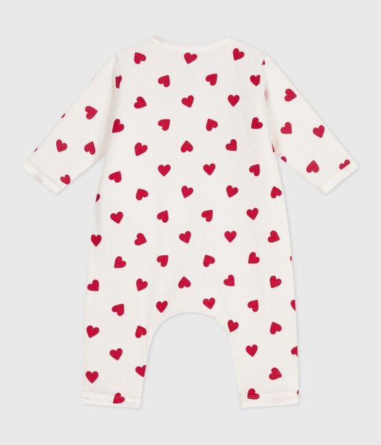 Tutina imbottita in cotone con stampa a cuori neonata bianco MARSHMALLOW/rosso TERKUIT