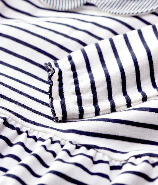 Abito a righe in cotone bebè. bianco MARSHMALLOW/blu SMOKING