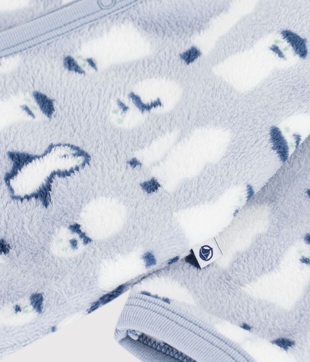 Tutina imbottita in pile con pupazzo di neve stampato neonato blu/multicolore