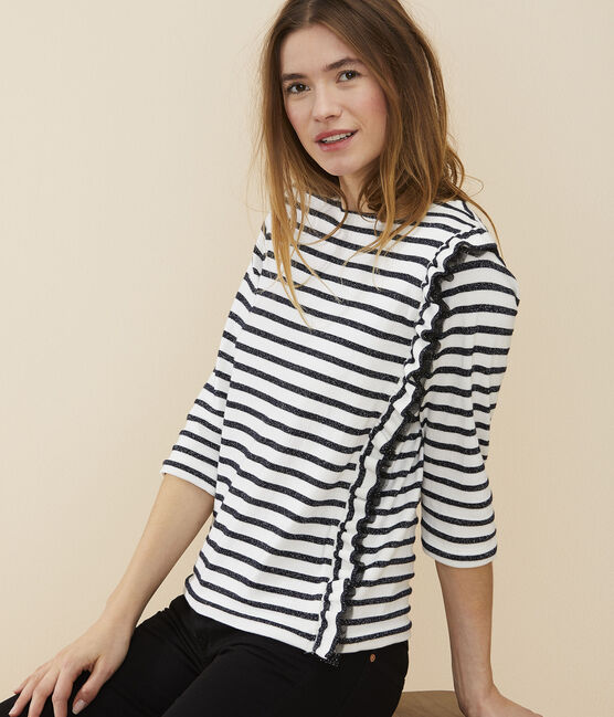 Marinière luccicante Donna bianco MARSHMALLOW/ SMOKING ARGENT BRILLANT