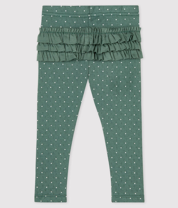 Leggins fantasia in cotone beb&egrave; femmina verde/bianco