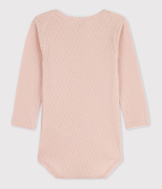 Body a maniche lunghe bebè in maglia traforata rosa SALINE