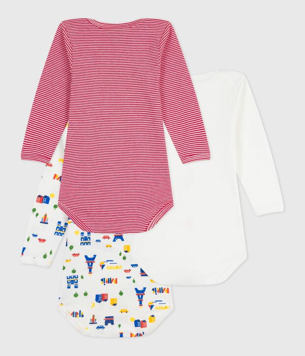 Set di body a maniche lunghe in cotone con stampa neonato multicolore