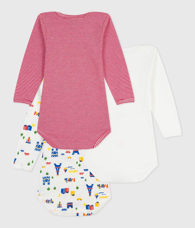 Set di body a maniche lunghe in cotone con stampa neonato multicolore