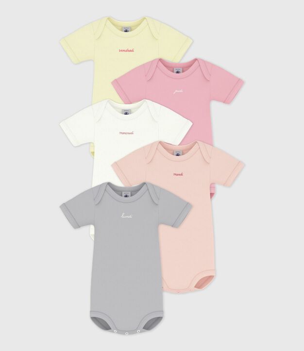 Set di body a maniche corte in cotone tinta unita neonato multicolore