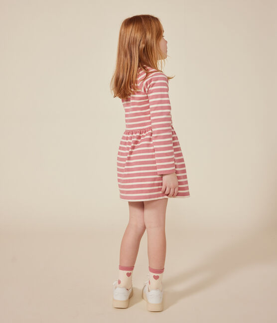 Abito a maniche lunghe in cotone spesso bambina rosa ROSEWOOD/ AVALANCHE