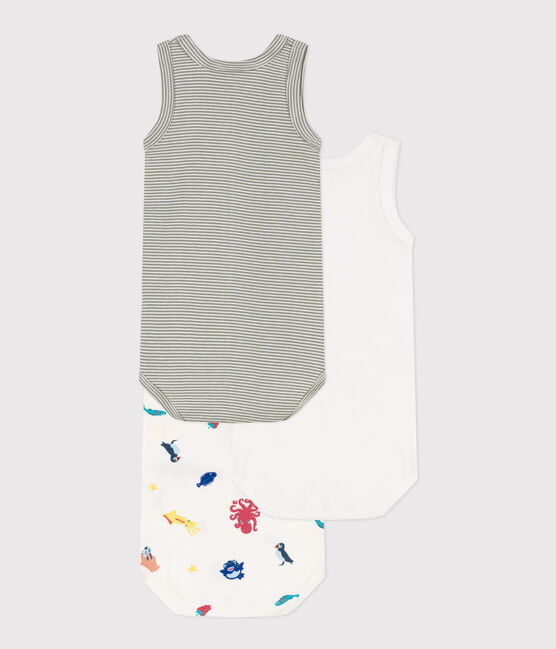 Confezione da 3 body a canottiera in cotone con animali marini variante 1