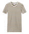 T-shirt donna in costina originale 1x1 rigata marrone SHITAKE/bianco MARSHMALLOW