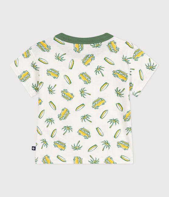 T-shirt a maniche corte in cotone con barche stampate neonato bianco MARSHMALLOW/ ORGE
