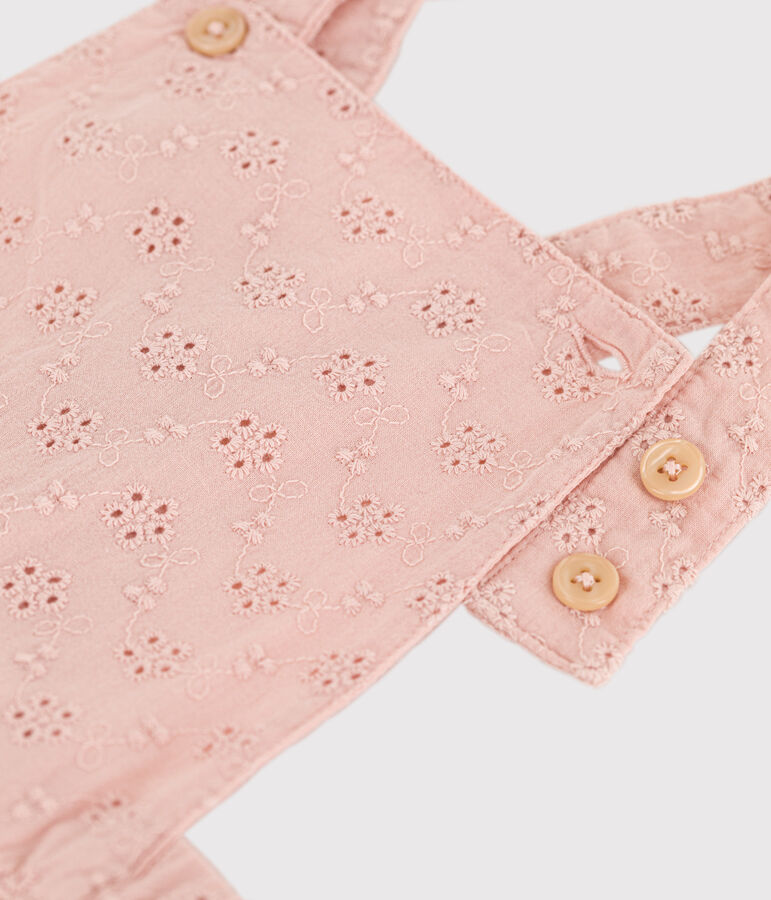 Salopette corta beb&egrave; in pizzo sangallo rosa