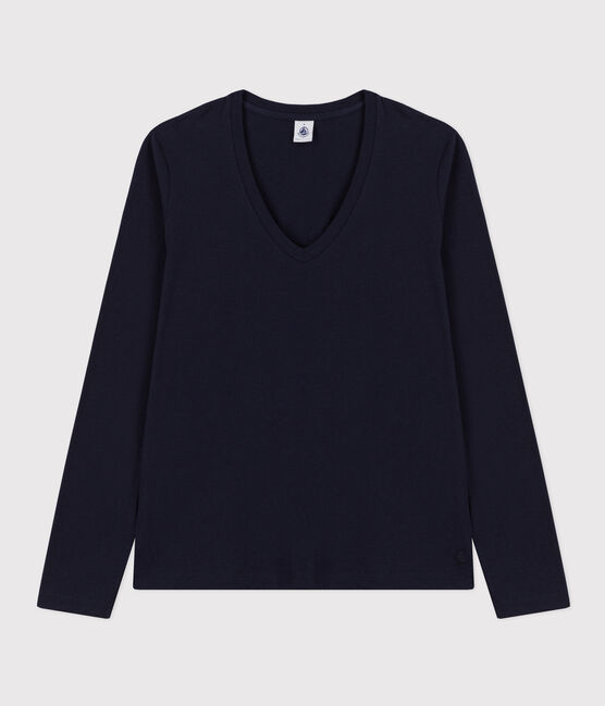 T-shirt LE DROIT scollo a V in cotone Donna blu SMOKING