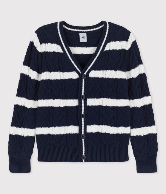 Cardigan in cotone bambino blu SMOKING/bianco MARSHMALLOW