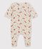 Tutina pigiama in ciniglia biologica con stampa beige MONTELIMAR/grigio MARSHMALLOW