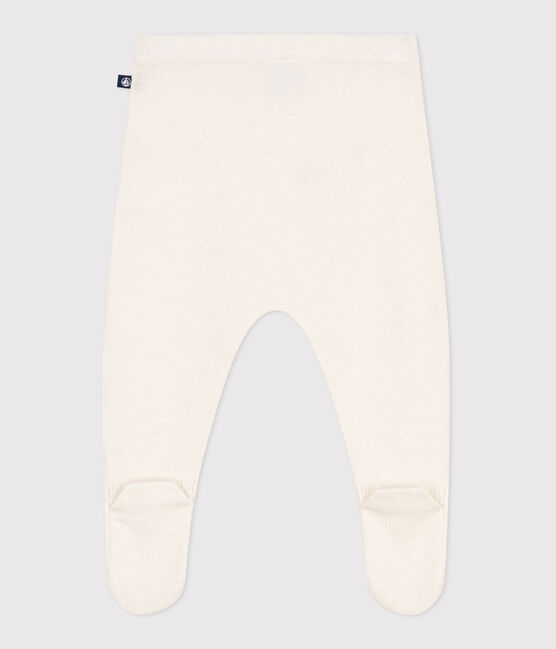 Pantaloni in maglia di lana e cotone neonato bianco MARSHMALLOW