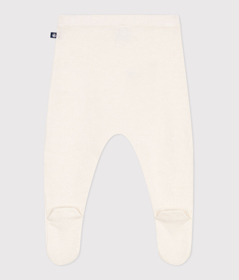 Pantaloni in maglia di lana e cotone neonato bianco