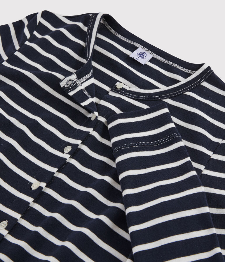 Cardigan iconico Donna blu SMOKING/bianco MARSHMALLOW