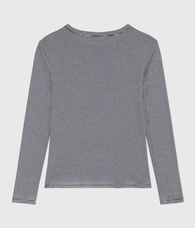 T-shirt L'ICONIQUE girocollo in cotone Donna blu/bianco