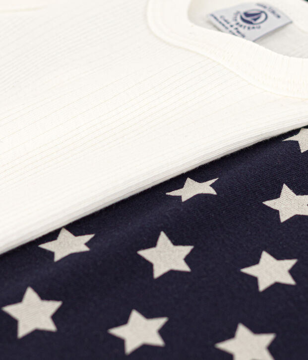 Set di 2 canottiere bambino in cotone a stelle multicolore