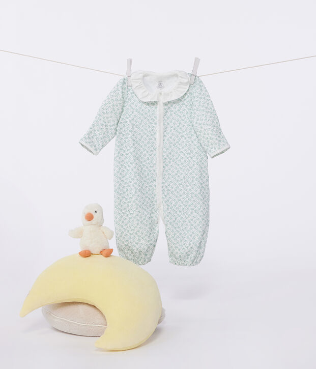Sacco nanna in cotone con colletto a fiori neonato bianco/multicolore