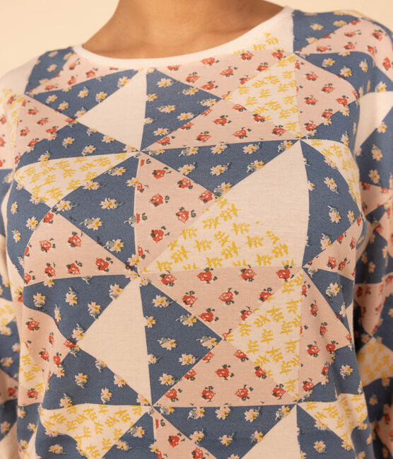 Pigiama patchwork donna in cotone bianco AVALANCHE/ MULTICO