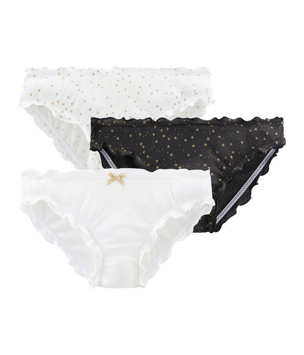 Trio slip bambina con balze multicolore