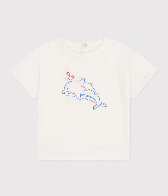 T-shirt a maniche corte in cotone tinta unita neonato bianco MARSHMALLOW
