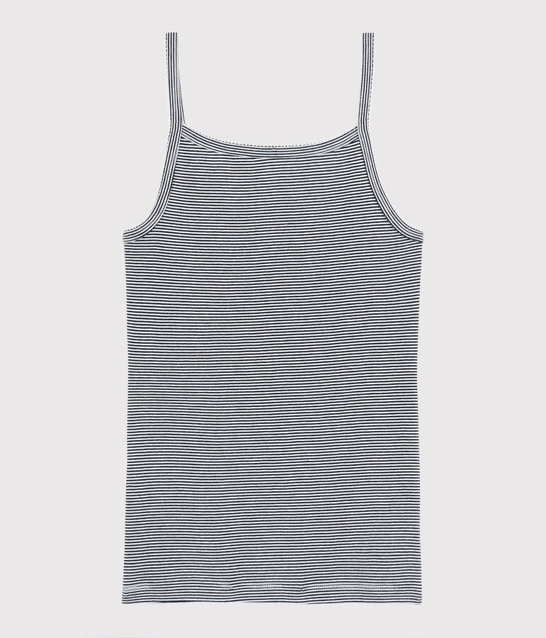 Canottiera con spalline iconica in cotone a righe Donna blu SMOKING/bianco MARSHMALLOW