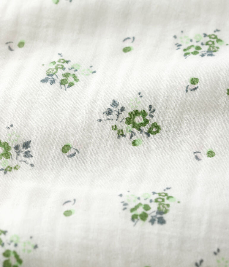 Fascia a fiori in garza di cotone beb&egrave; bianco/multicolore